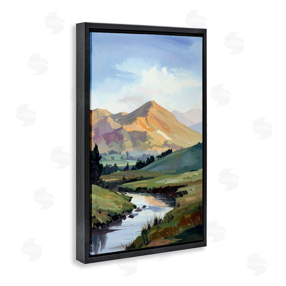 Alonza Saunders Across The Valley Black Floating Frame Canvas Wall Art Print