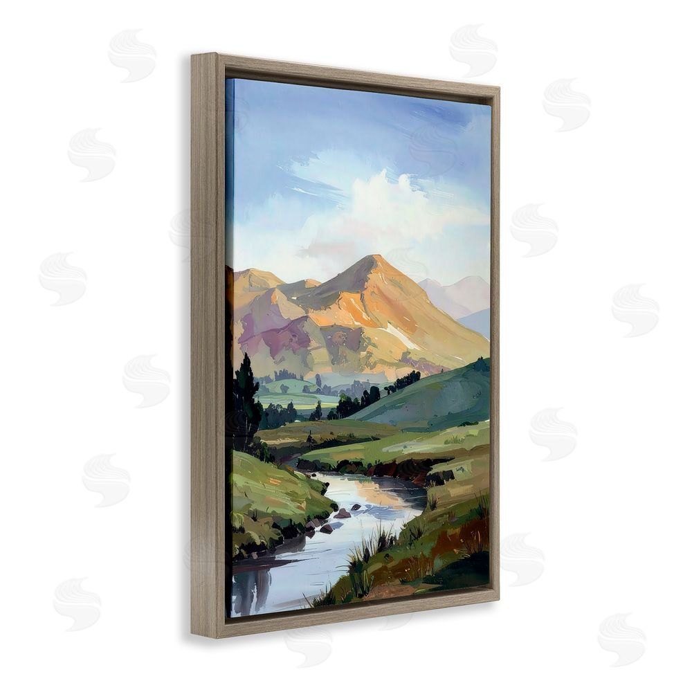 Alonza Saunders Across The Valley Brown Floating Frame Canvas Wall Art Print