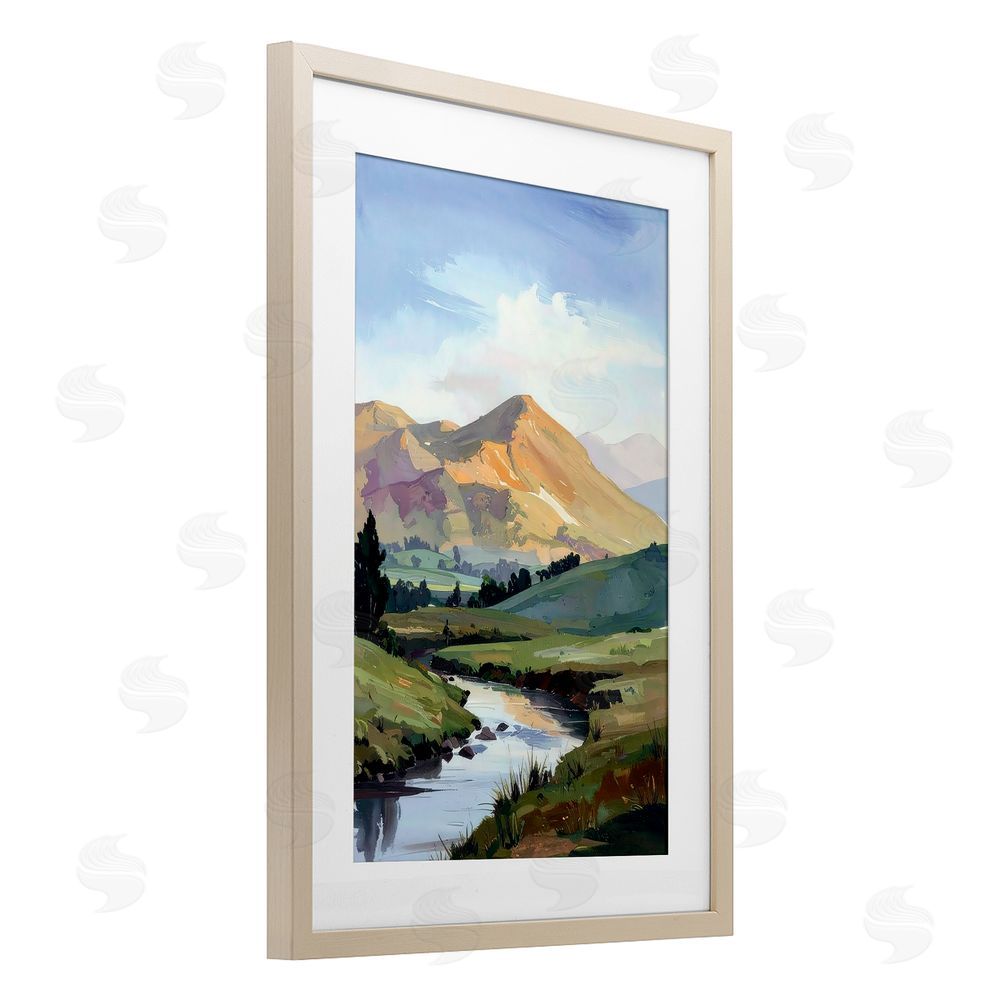 Alonza Saunders Across The Valley Brown Framed Print Under Glass Wall Art