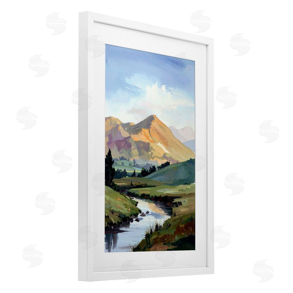 Alonza Saunders Across The Valley White Framed Print Under Glass Wall Art