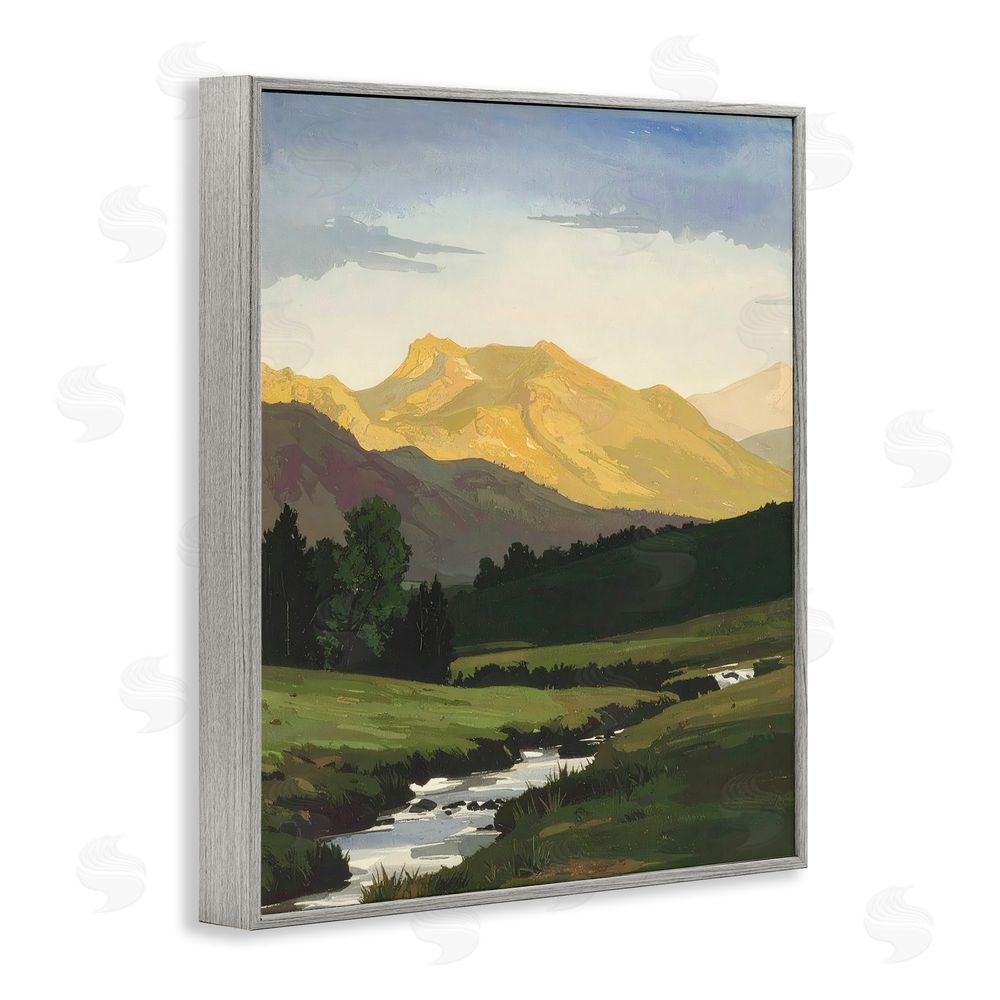 Alonza Saunders Mountain Across The Valley Gray Framed Giclee Wall Art Print