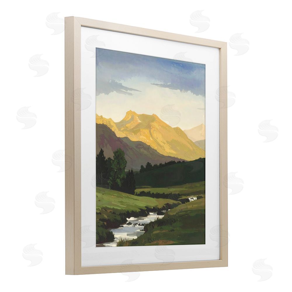 Alonza Saunders Mountain Across The Valley Brown Framed Print Under Glass Wall Art