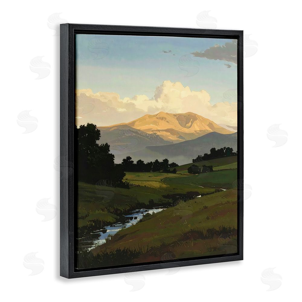 Alonza Saunders Across The Valley Nature Black Floating Frame Canvas Wall Art Print