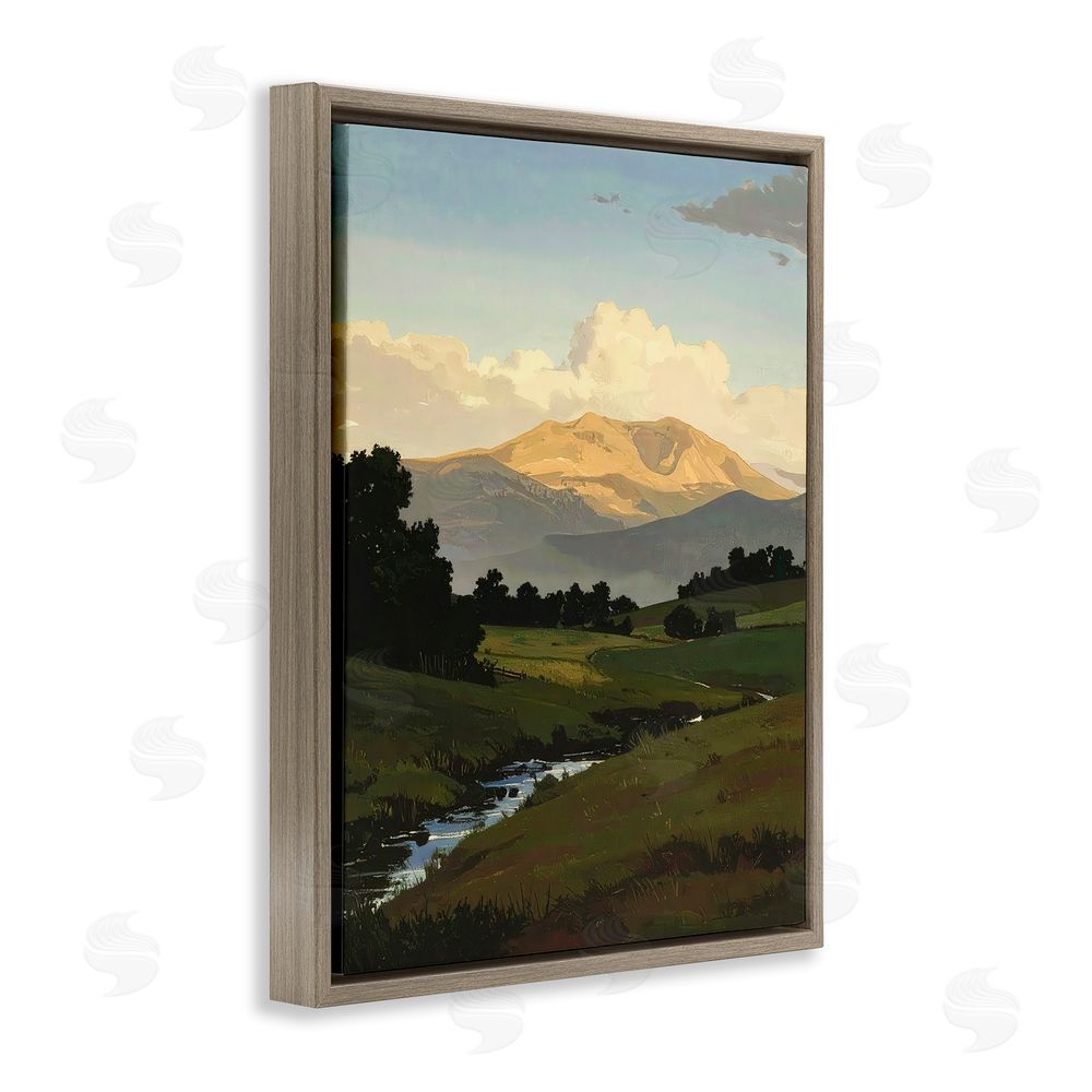 Alonza Saunders Across The Valley Nature Brown Floating Frame Canvas Wall Art Print