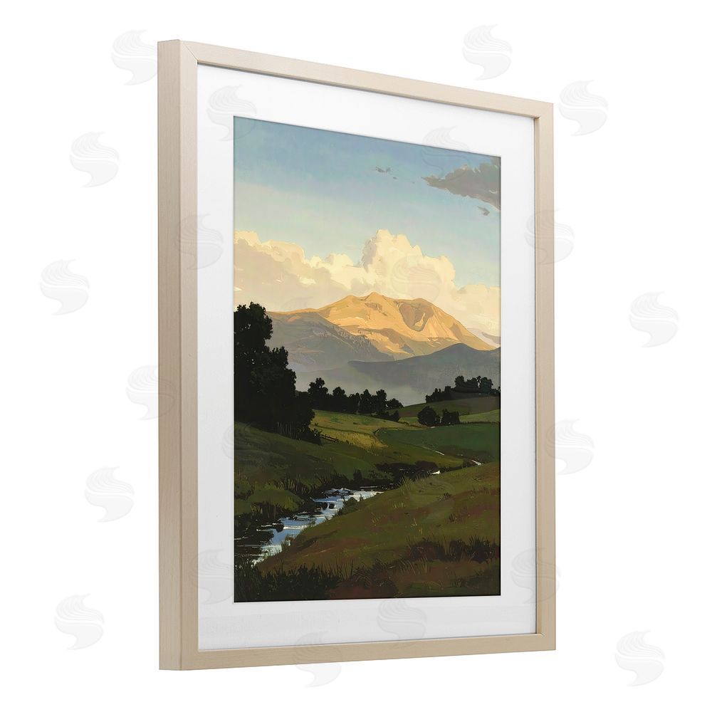 Alonza Saunders Across The Valley Nature Brown Framed Print Under Glass Wall Art