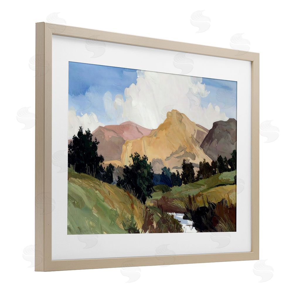 Alonza Saunders River Mountain Divide Brown Framed Print Under Glass Wall Art