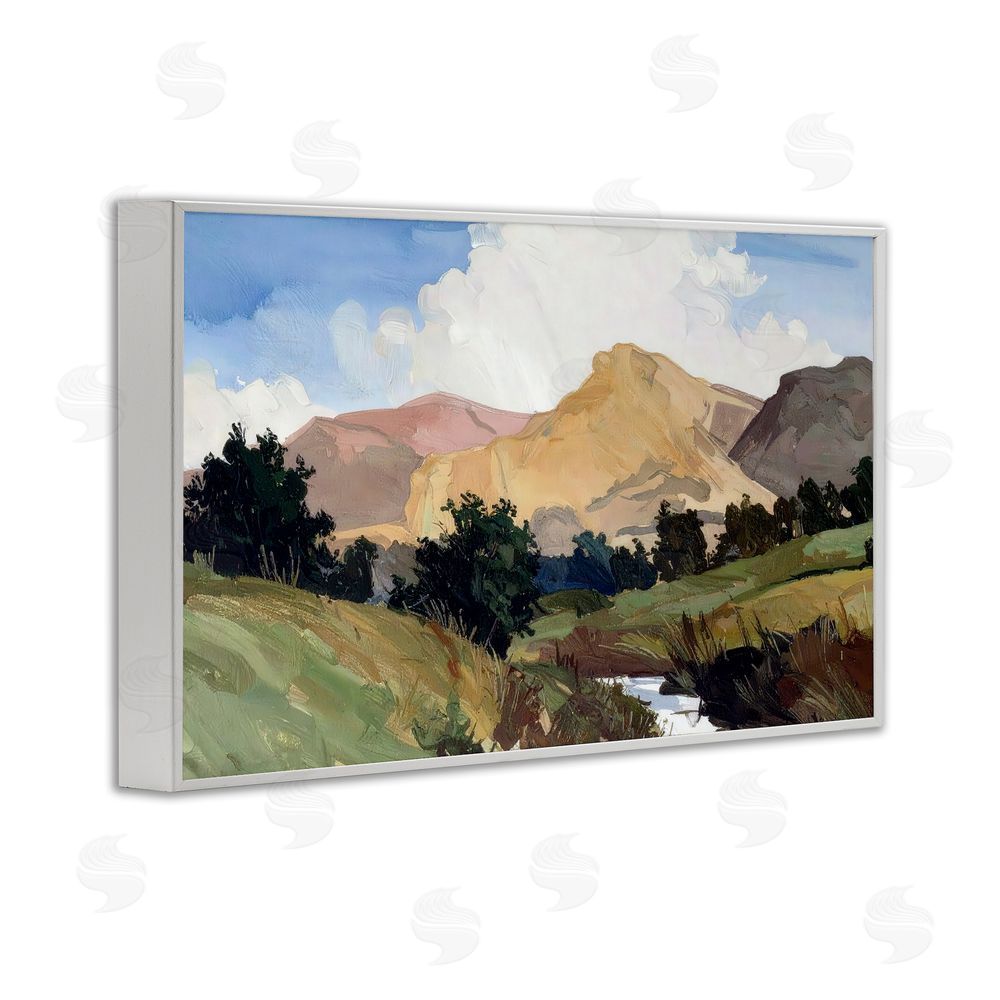 Alonza Saunders River Mountain Divide White Framed Giclee Wall Art Print