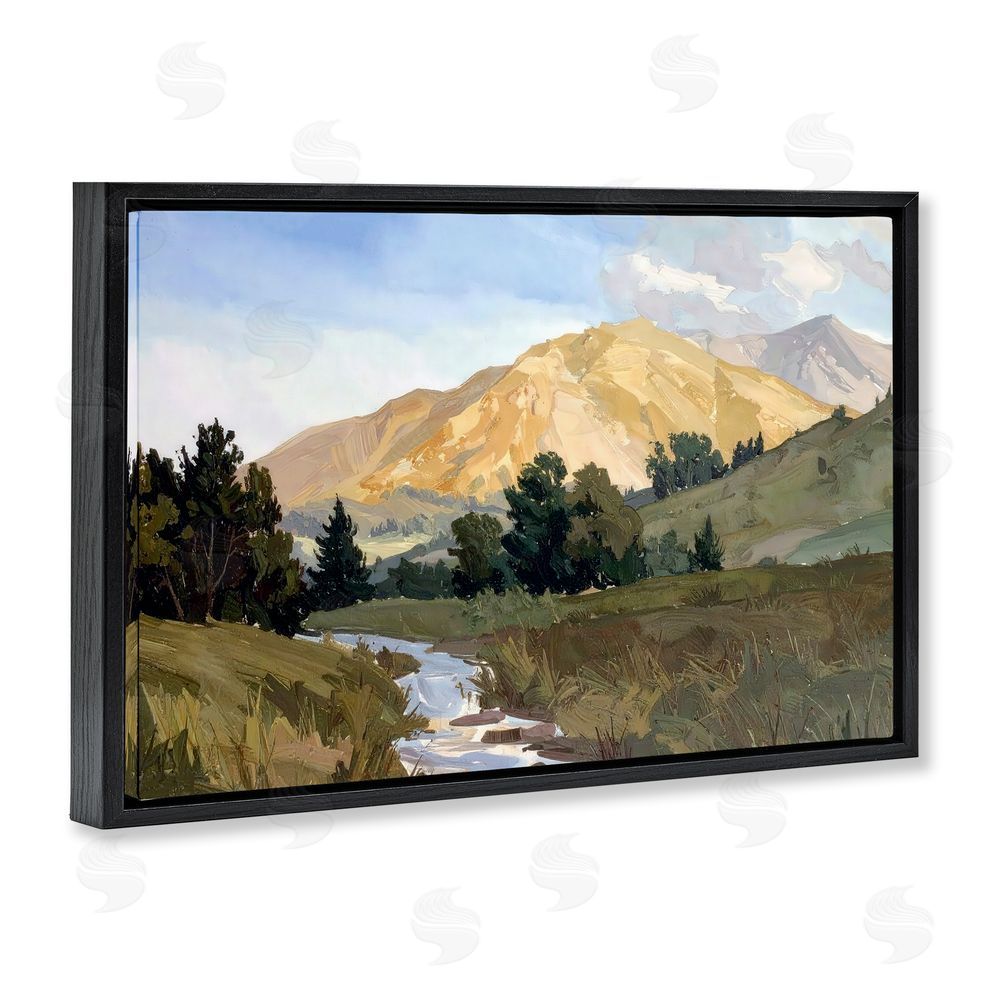 Alonza Saunders Mountain Divide Valley Black Floating Frame Canvas Wall Art Print