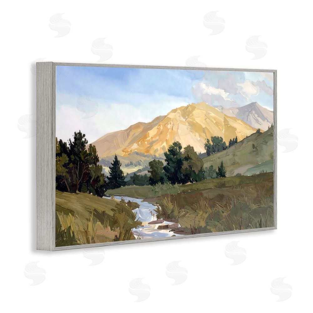 Alonza Saunders Mountain Divide Valley Gray Framed Giclee Wall Art Print