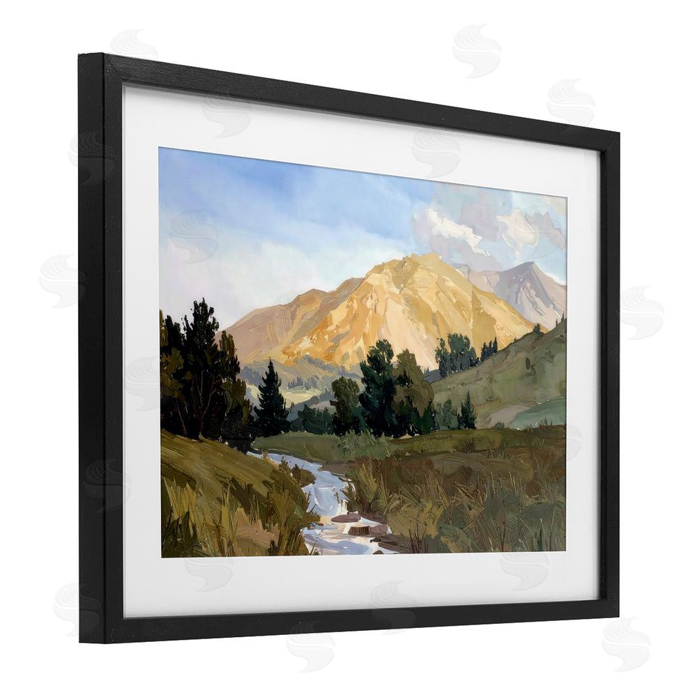 Alonza Saunders Mountain Divide Valley Black Framed Print Under Glass Wall Art