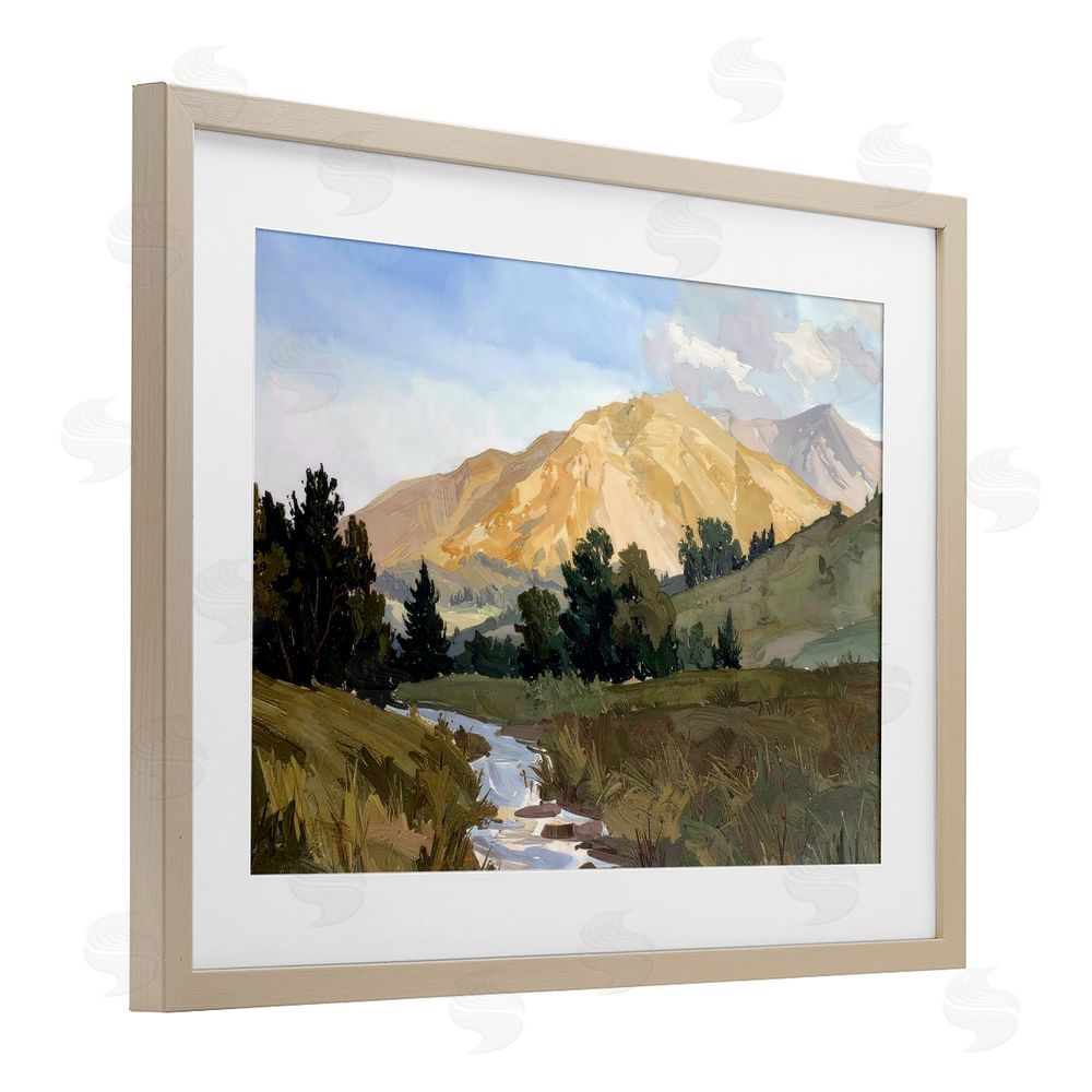 Alonza Saunders Mountain Divide Valley Brown Framed Print Under Glass Wall Art