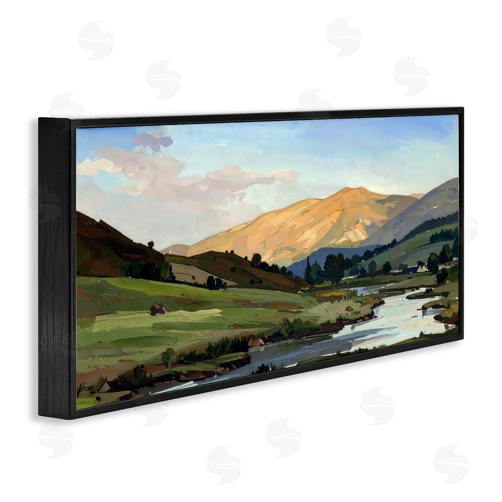 Alonza Saunders Across The Valley Landscape Black Framed Giclee Wall Art Print