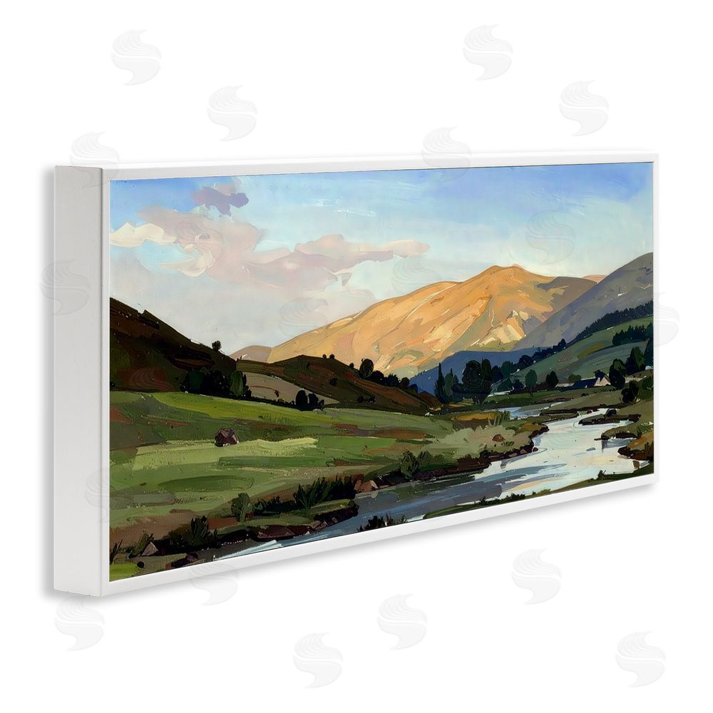 Alonza Saunders Across The Valley Landscape White Framed Giclee Wall Art Print