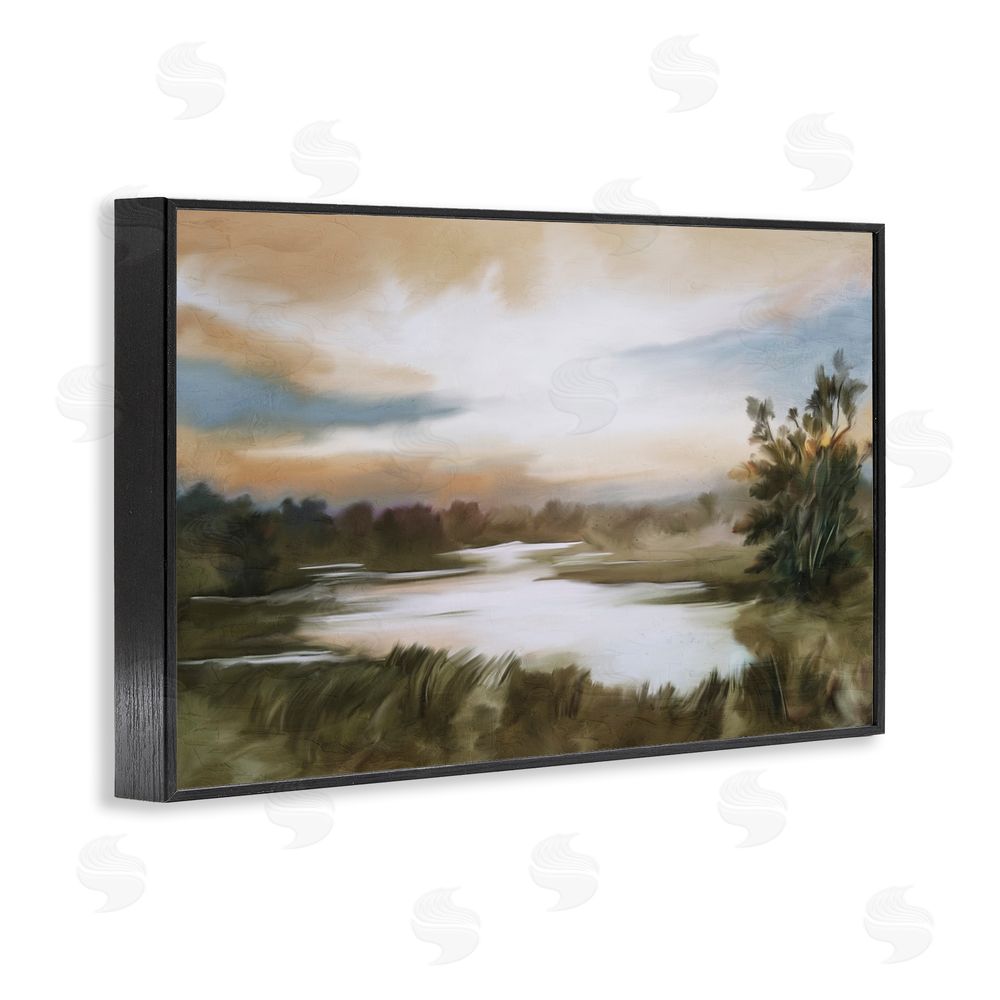 Kim Allen Sunset Pond Countryside Black Framed Giclee Wall Art Print