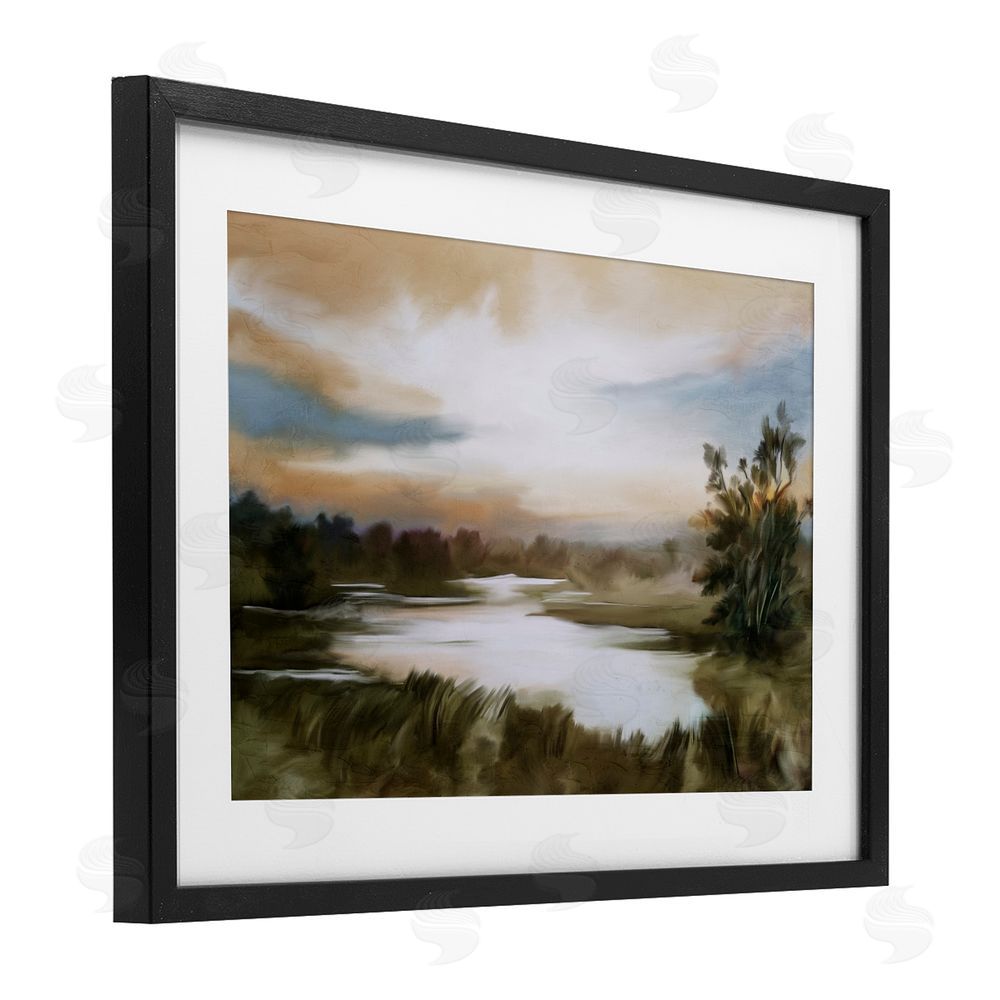 Kim Allen Sunset Pond Countryside Black Framed Print Under Glass Wall Art