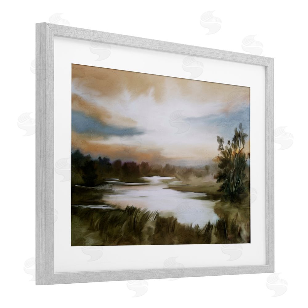 Kim Allen Sunset Pond Countryside Gray Framed Print Under Glass Wall Art