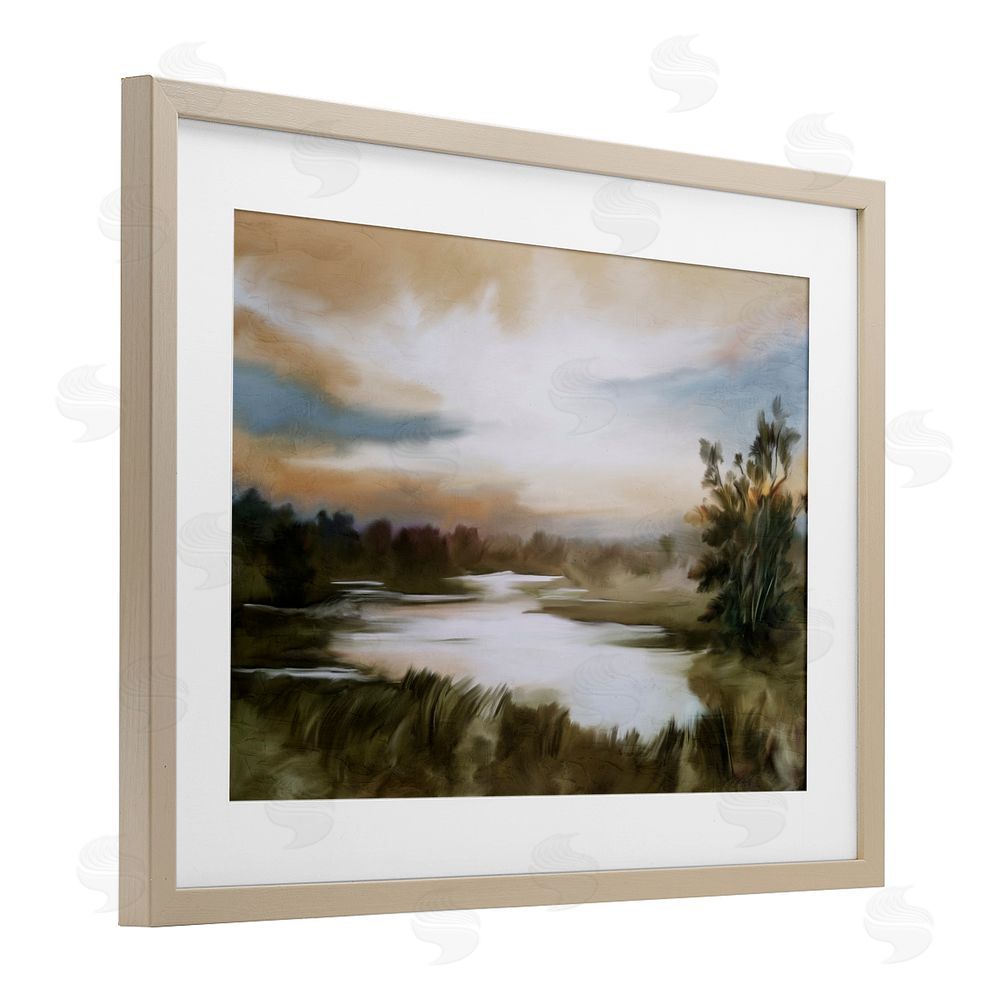 Kim Allen Sunset Pond Countryside Brown Framed Print Under Glass Wall Art