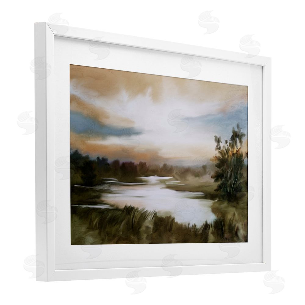 Kim Allen Sunset Pond Countryside White Framed Print Under Glass Wall Art