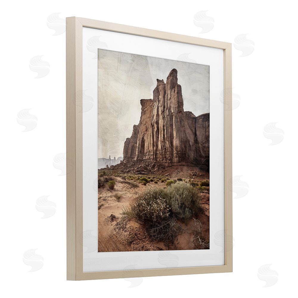 Kim Allen Desolate Rock View Brown Framed Print Under Glass Wall Art