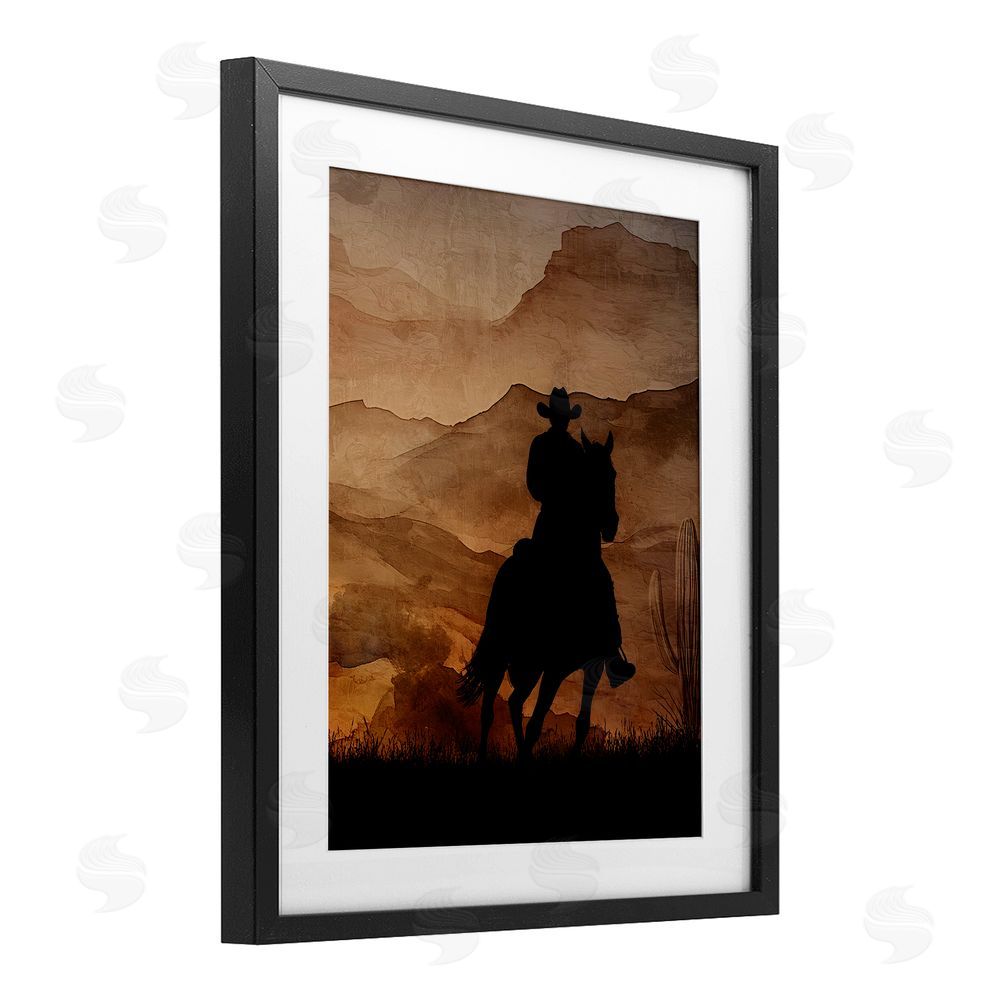 Kim Allen Cowboy's Sunset Ride Black Framed Print Under Glass Wall Art