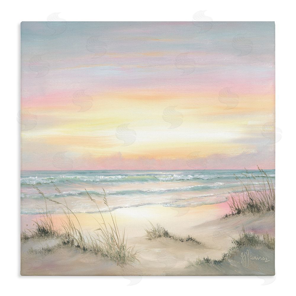 Georgia Janisse Pastel Calm Morning Beach Stretched Canvas Wall Art Print