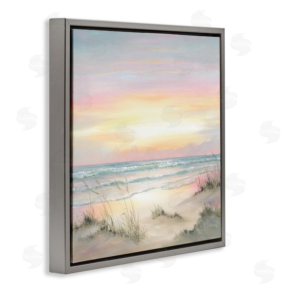 Georgia Janisse Pastel Calm Morning Beach Gray Floating Frame Canvas Wall Art Print