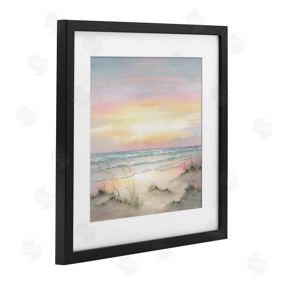 Georgia Janisse Pastel Calm Morning Beach Black Framed Print Under Glass Wall Art