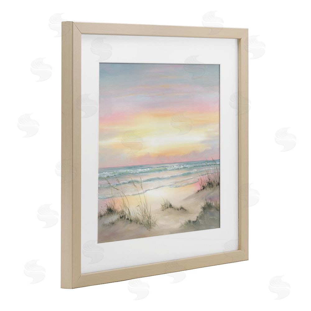 Georgia Janisse Pastel Calm Morning Beach Brown Framed Print Under Glass Wall Art