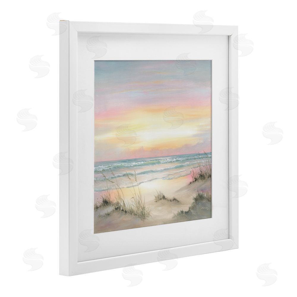 Georgia Janisse Pastel Calm Morning Beach White Framed Print Under Glass Wall Art