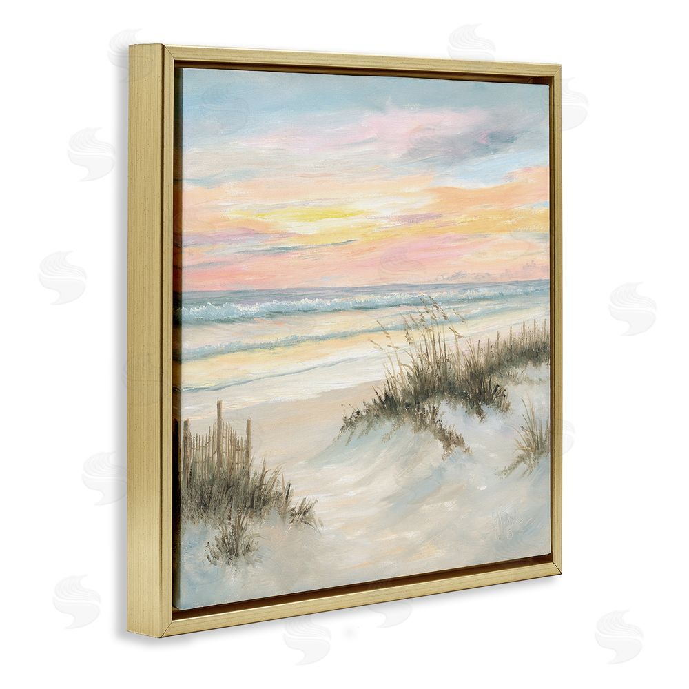 Georgia Janisse Pastel Sunset over Sandy Dunes Gold Floating Frame Canvas Wall Art Print