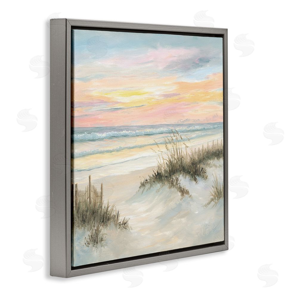Georgia Janisse Pastel Sunset over Sandy Dunes Gray Floating Frame Canvas Wall Art Print