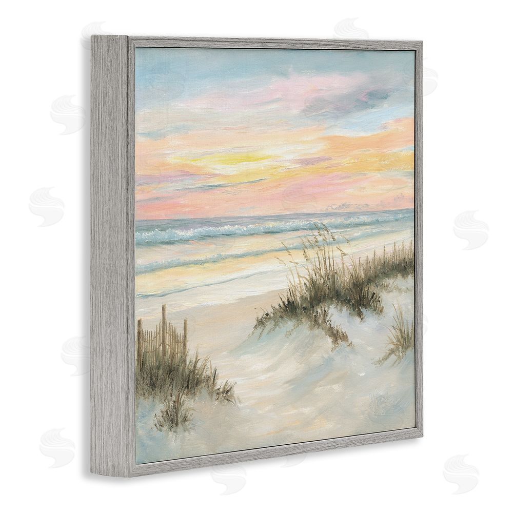 Georgia Janisse Pastel Sunset over Sandy Dunes Gray Framed Giclee Wall Art Print