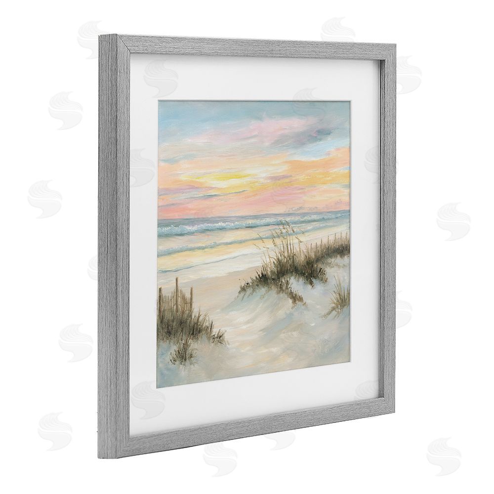 Georgia Janisse Pastel Sunset over Sandy Dunes Gray Framed Print Under Glass Wall Art