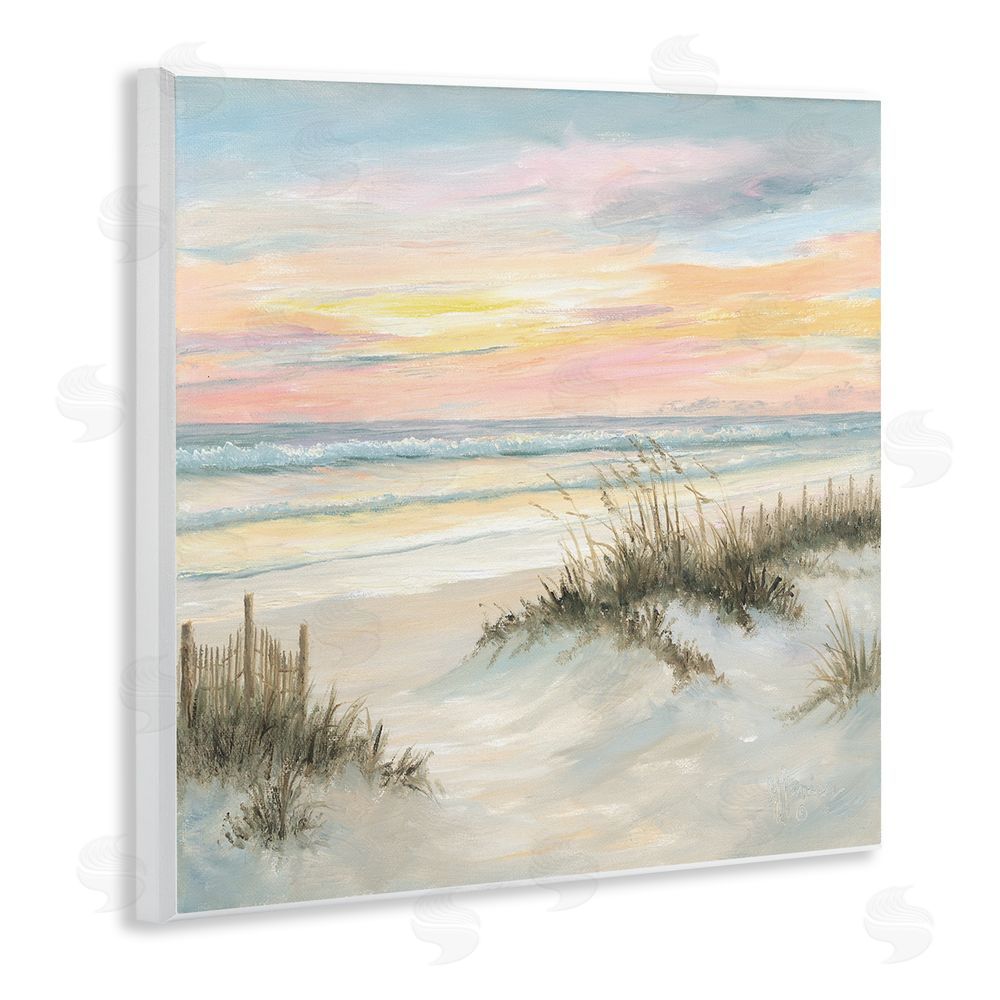 Georgia Janisse Pastel Sunset over Sandy Dunes Wooden Wall Plaque Art Print