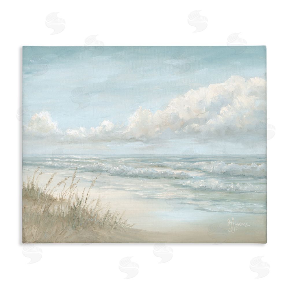 Georgia Janisse Stormy Surf Beach View Stretched Canvas Wall Art Print