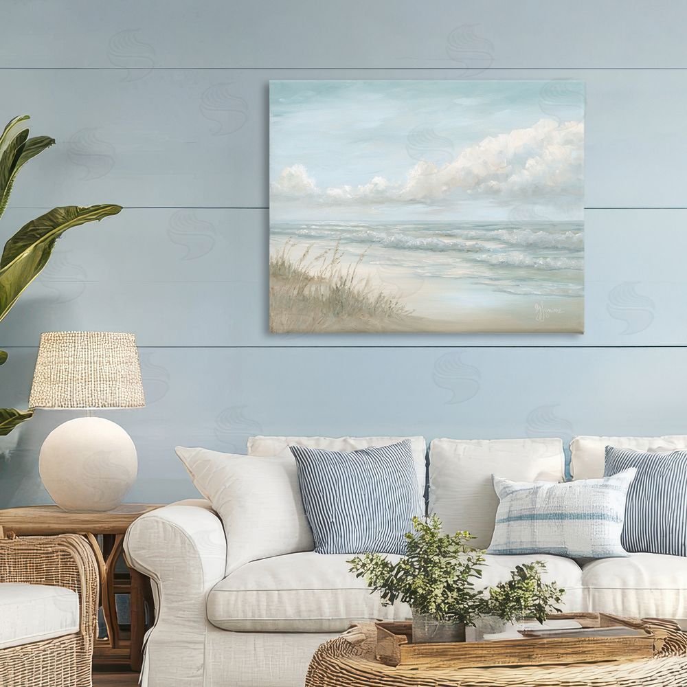 Georgia Janisse Stormy Surf Beach View Stretched Canvas Wall Art in Room