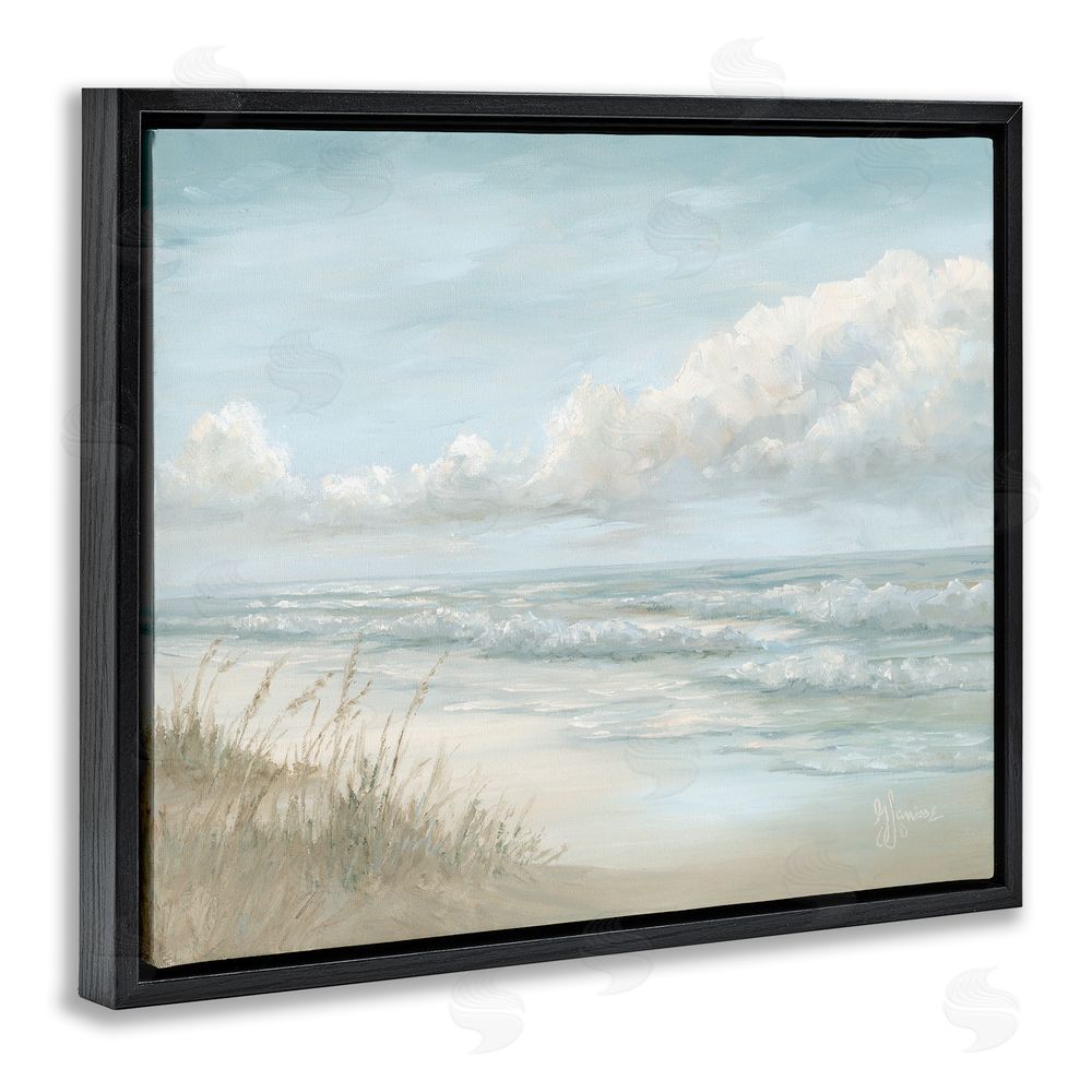Georgia Janisse Stormy Surf Beach View Black Floating Frame Canvas Wall Art Print