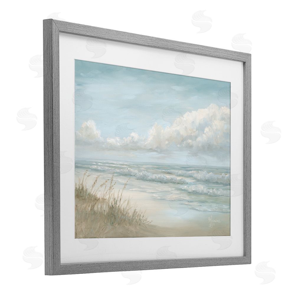 Georgia Janisse Stormy Surf Beach View Gray Framed Print Under Glass Wall Art