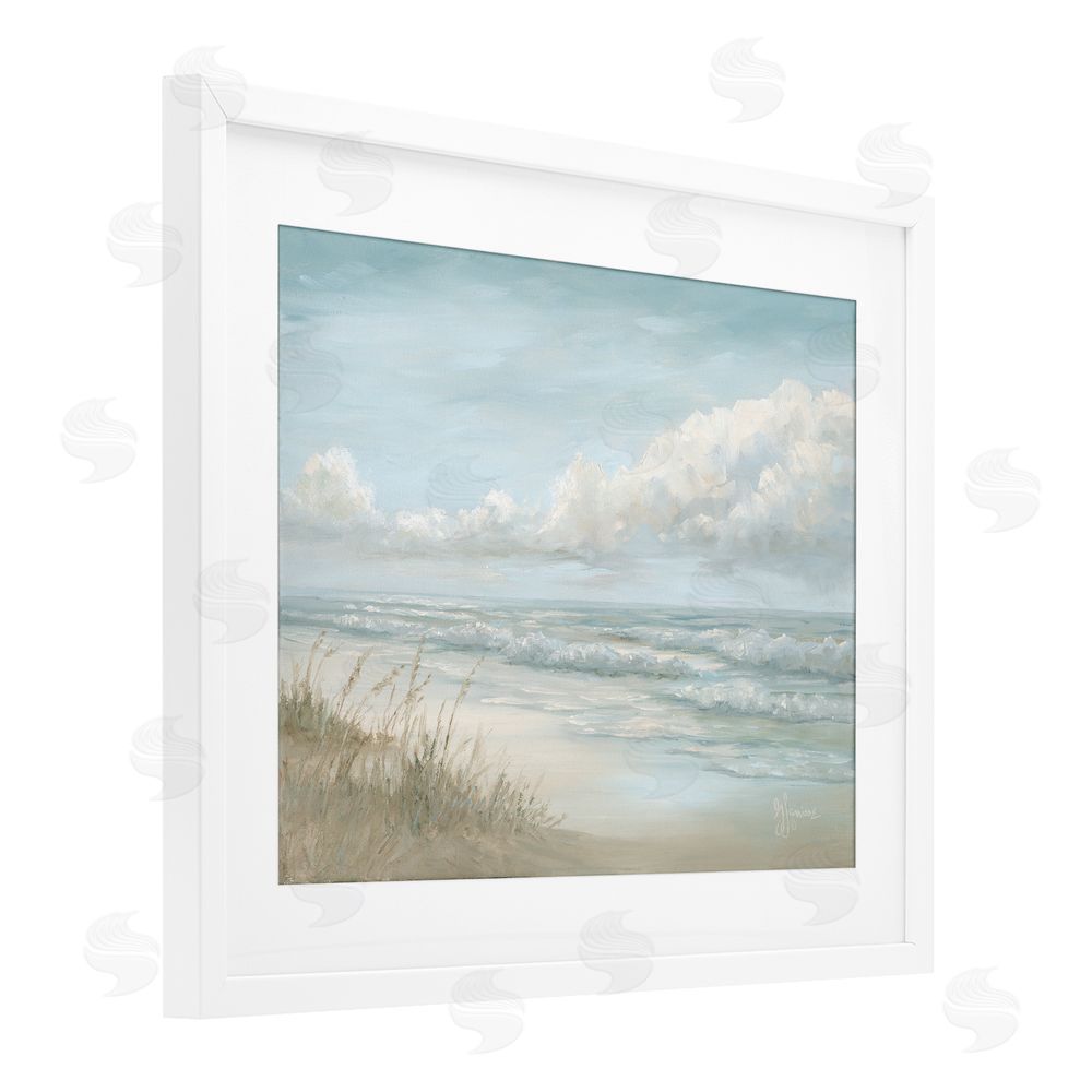 Georgia Janisse Stormy Surf Beach View White Framed Print Under Glass Wall Art