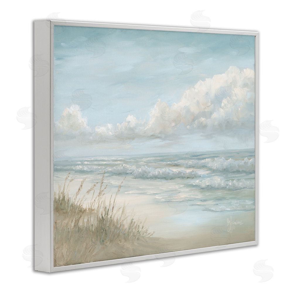 Georgia Janisse Stormy Surf Beach View White Framed Giclee Wall Art Print