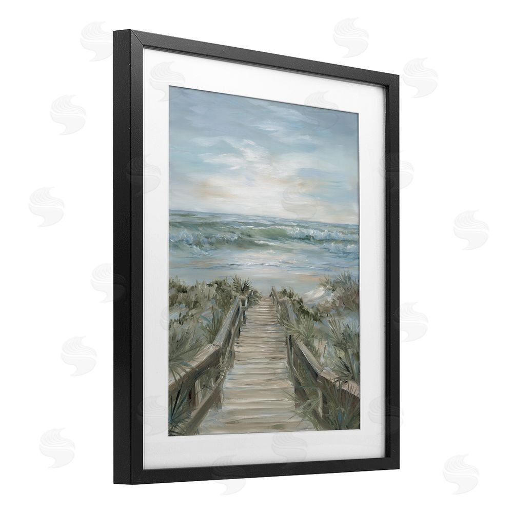 Georgia Janisse Wooded Pathway To Shoreline Black Framed Print Under Glass Wall Art