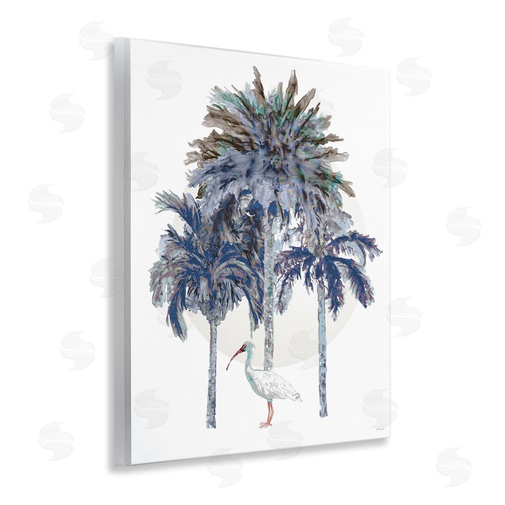 Stellar Design Studio Tropical Palm Trio & Ibis Wooden Wall Plaque Art Print