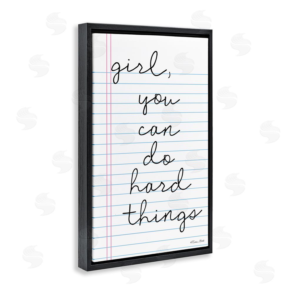 Susan Ball You Can Do Hard Things Note Black Floating Frame Canvas Wall Art Print
