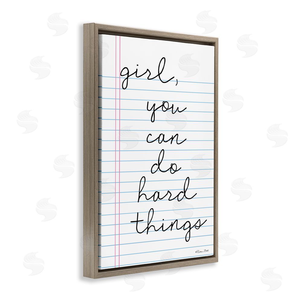Susan Ball You Can Do Hard Things Note Brown Floating Frame Canvas Wall Art Print