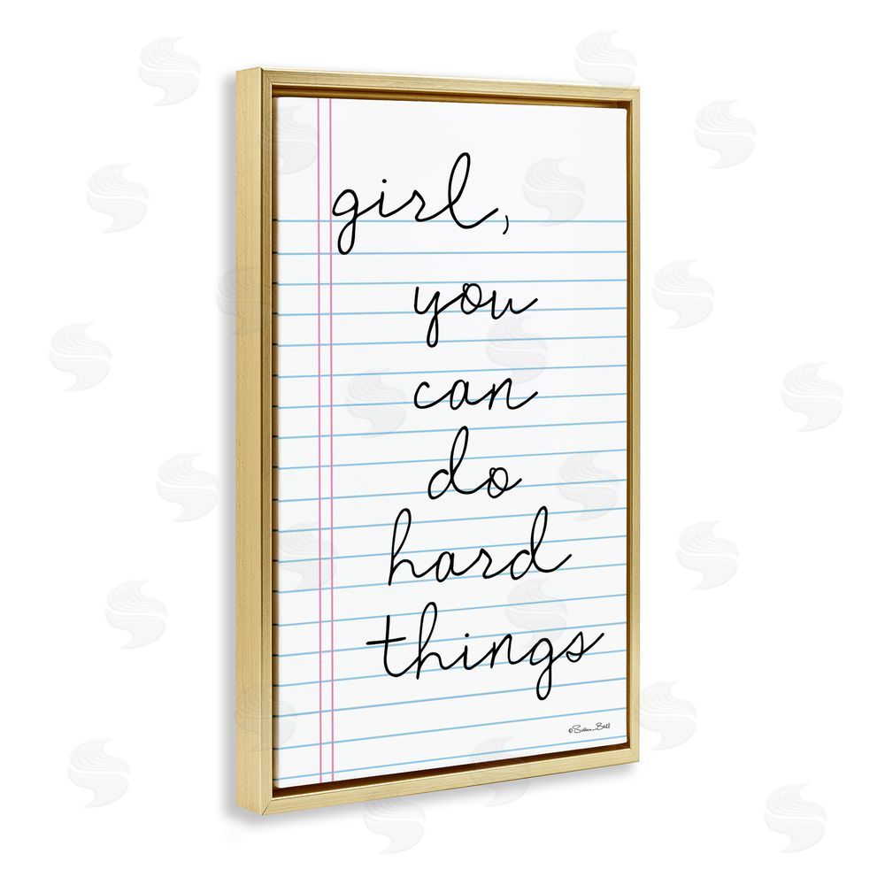Susan Ball You Can Do Hard Things Note Gold Floating Frame Canvas Wall Art Print