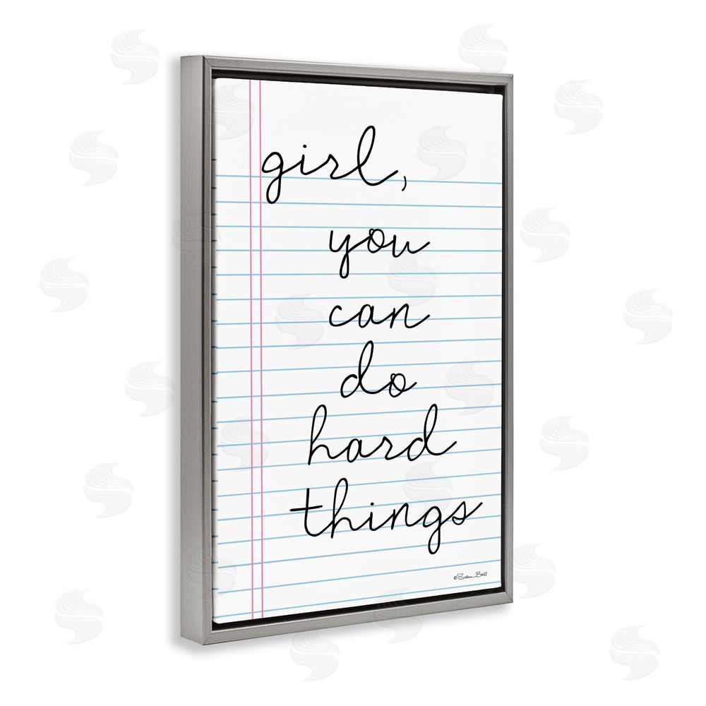 Susan Ball You Can Do Hard Things Note Gray Floating Frame Canvas Wall Art Print