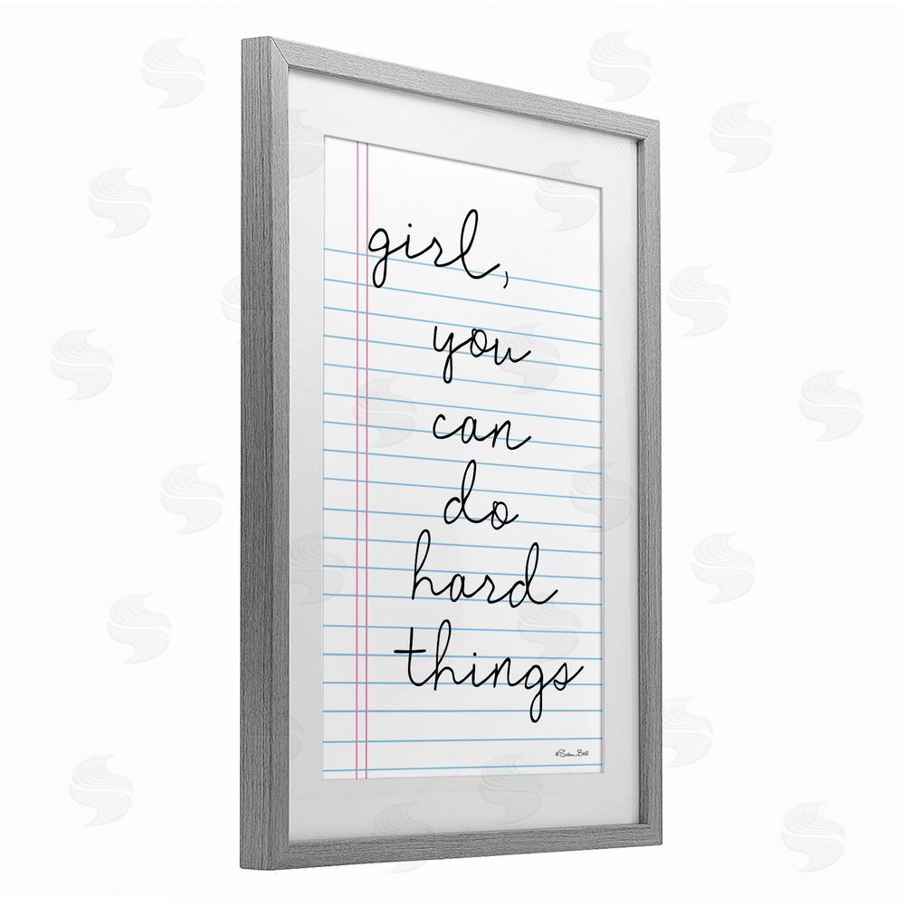 Susan Ball You Can Do Hard Things Note Gray Framed Print Under Glass Wall Art