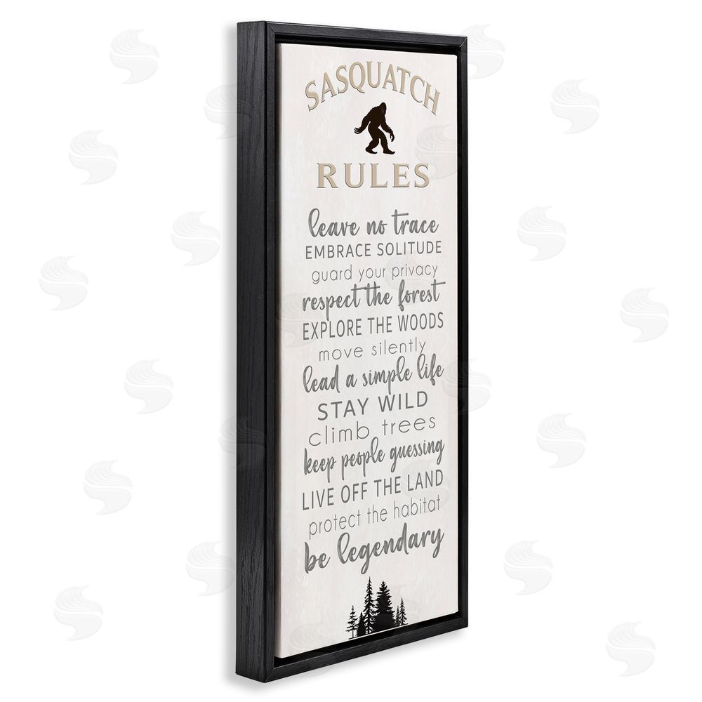 Seven Trees Design Sasquatch Rules Live Wild Black Floating Frame Canvas Wall Art Print