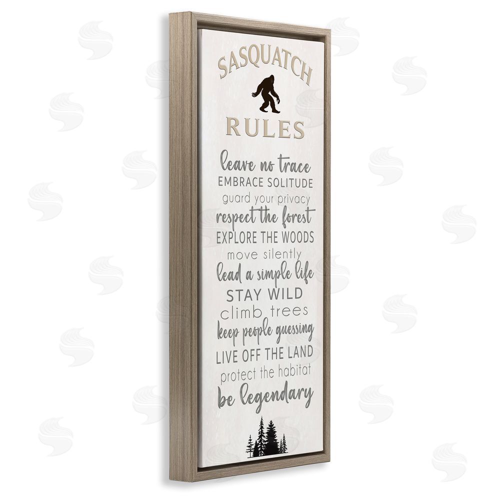 Seven Trees Design Sasquatch Rules Live Wild Brown Floating Frame Canvas Wall Art Print