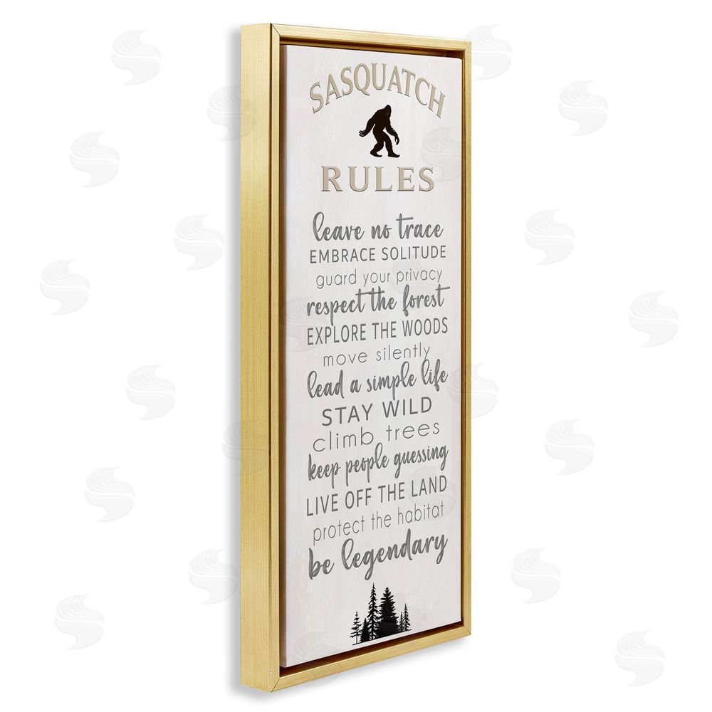 Seven Trees Design Sasquatch Rules Live Wild Gold Floating Frame Canvas Wall Art Print